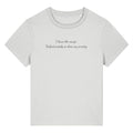 White organic cotton women's t-shirt featuring the funny quote ‘I Have The Range. Unfortunately So Does My Anxiety.’ by Rivaex Clothing