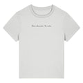 White organic cotton women's t-shirt featuring the confidence quote ‘Main Character. No Notes.’ by Rivaex Clothing