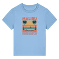 Light blue organic cotton women's retro t-shirt featuring a Malibu Cruise 88 design by Rivaex Clothing